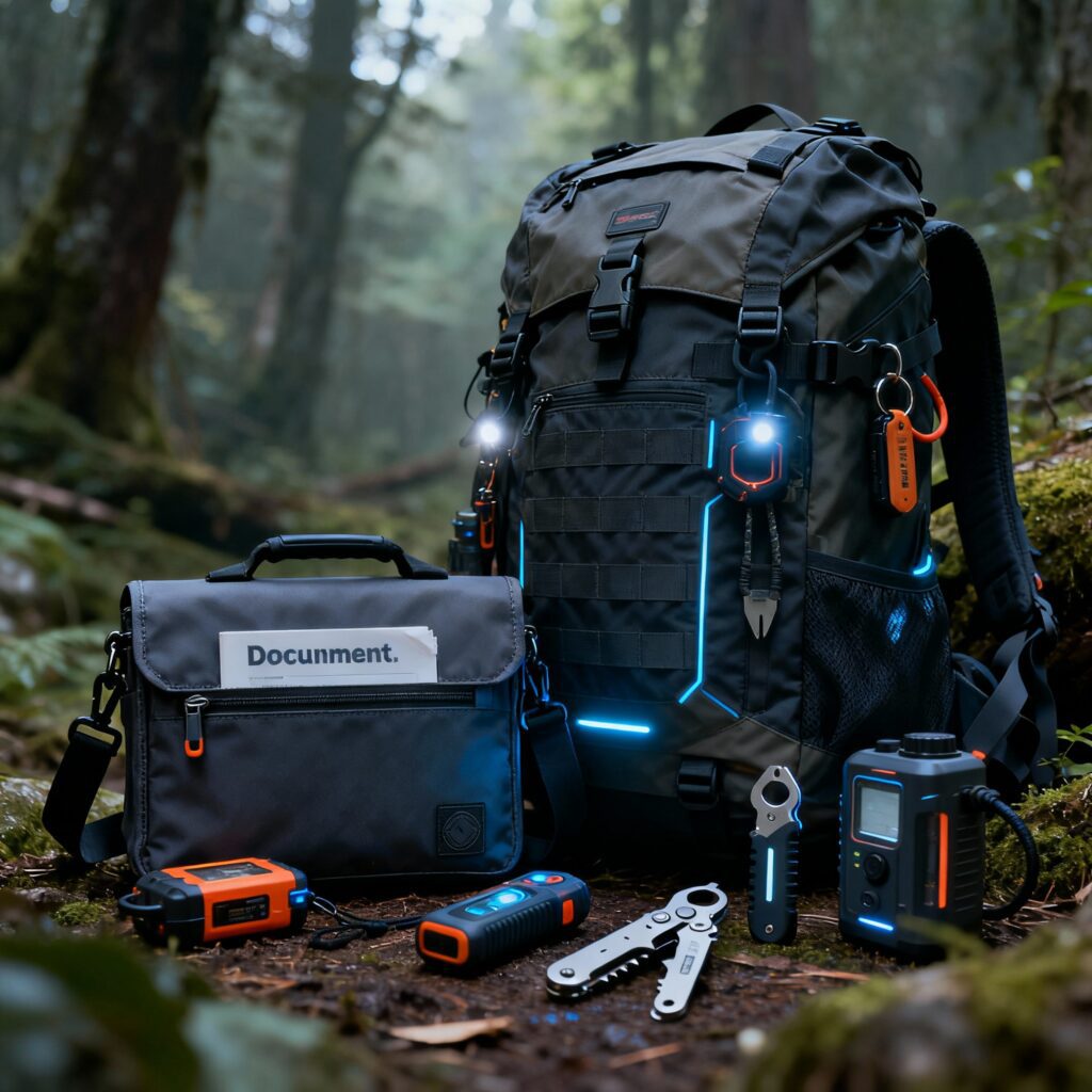 A document bag and hiking rucksack, symbolising your go kit.