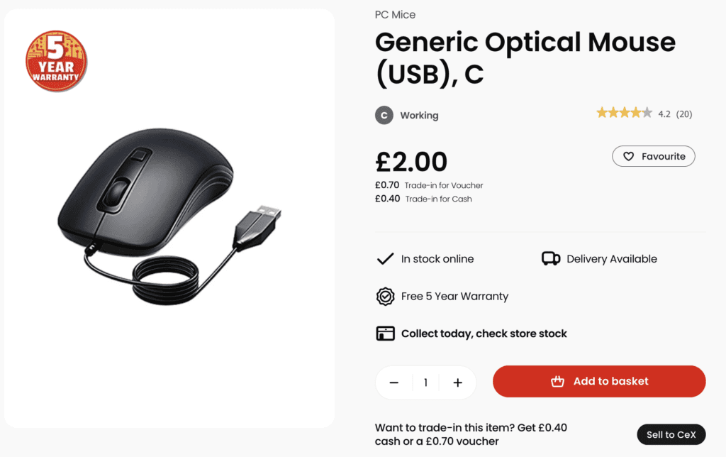 A generic mouse from CEX for £2.