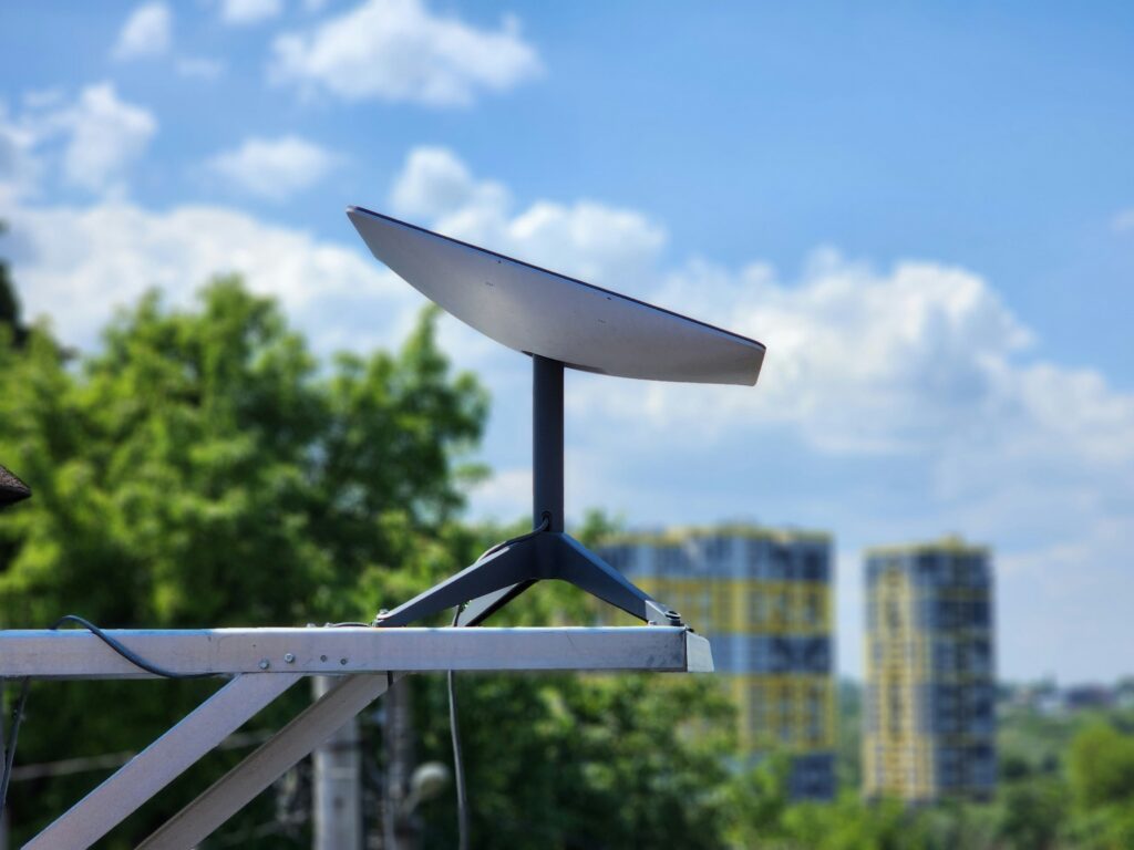 Photo of a Starlink dish, symbolising off-grid Starlink satellite internet connectivity.